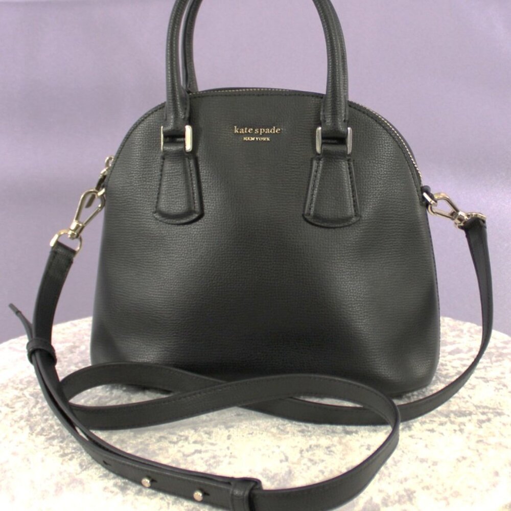 Kate Spade New York Small Dome Satchel Crossbody – Black Pebbled Leather - Picture 3 of 15